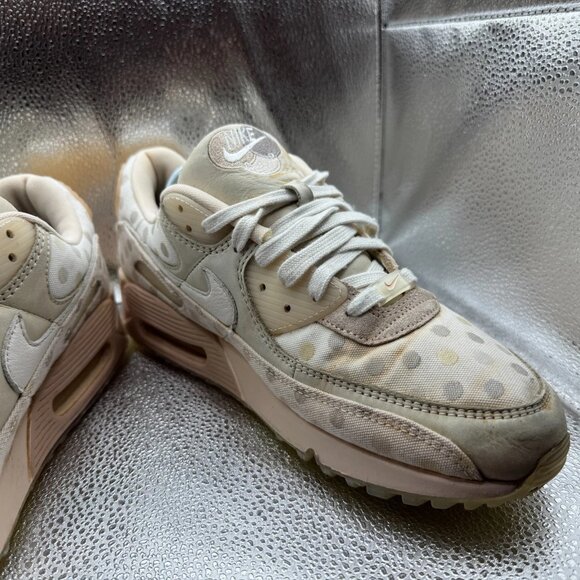 Size 11 Nike Air Max 90 Womens Beige Shimmer Polka‎ Dot Sneakers CZ1929-200 - Picture 9 of 11